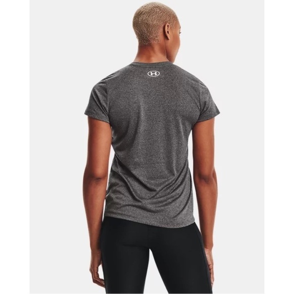 UNDER ARMOUR • Women’s Grey UA Tech Solid Short Sleeve V-Neck Shirt Athletic Top - Picture 4 of 7